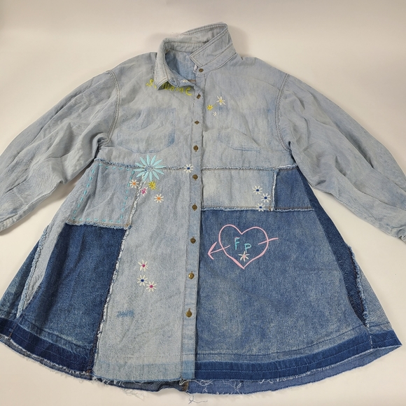 FREE PEOPLE Denim Yearbook Mini Dress - XS - Picture 2 of 6